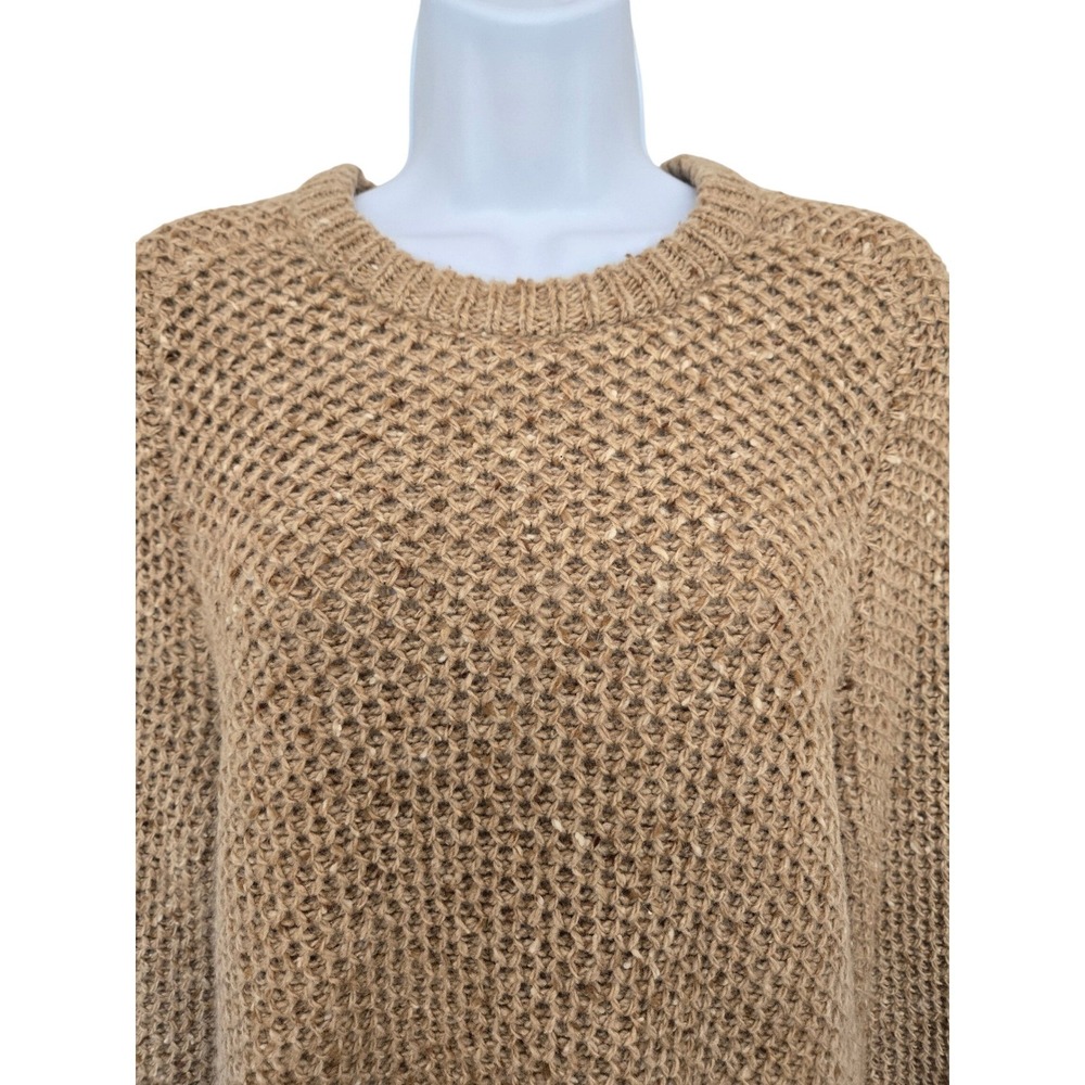 Club Monaco Italian Yarn Camel Merino Wool Blend Sweater S Skandi Fisherman Chic - Picture 3 of 10